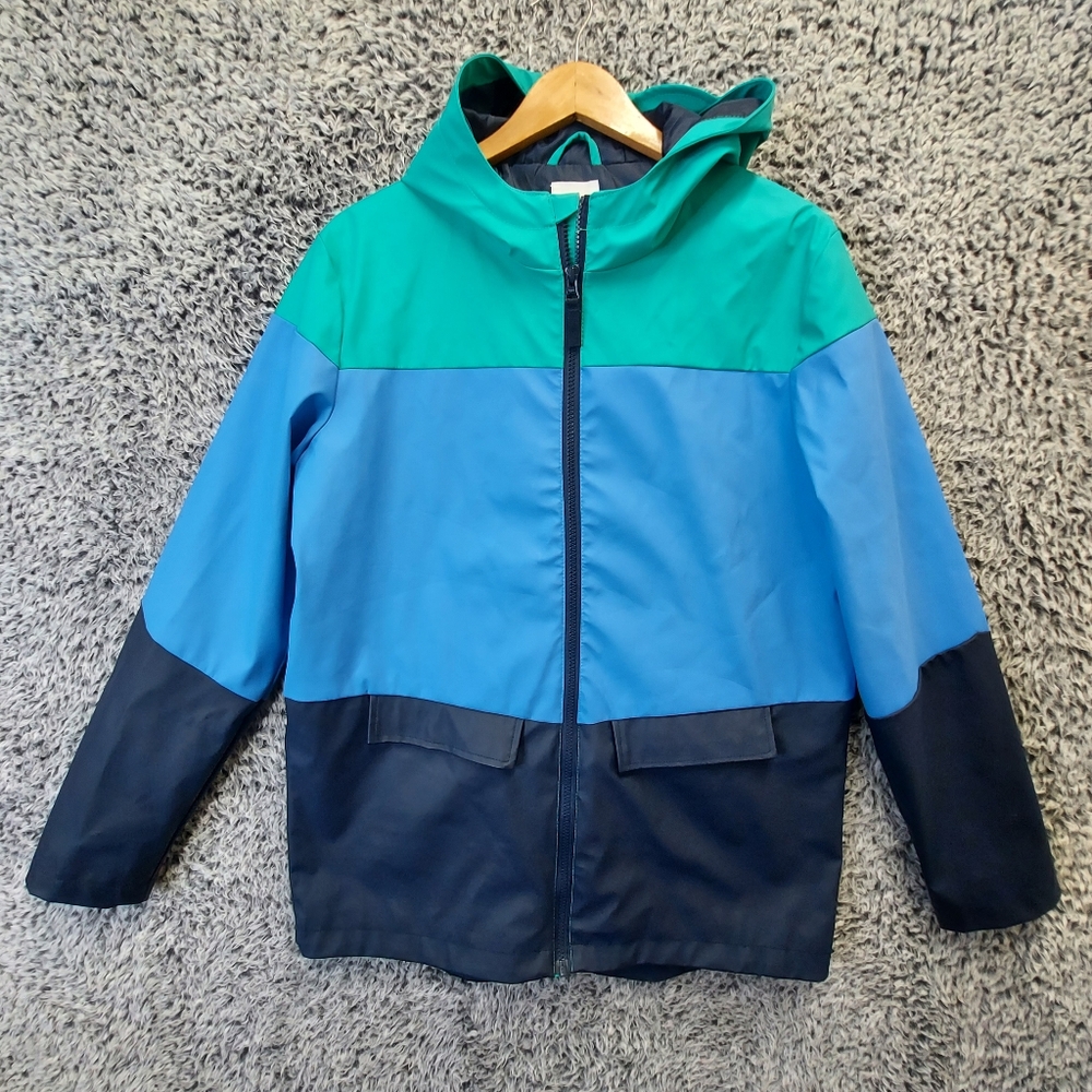 Cat & Jack Kids Winter Rain Jacket Extra Large Multicolor Green Hooded Plastic